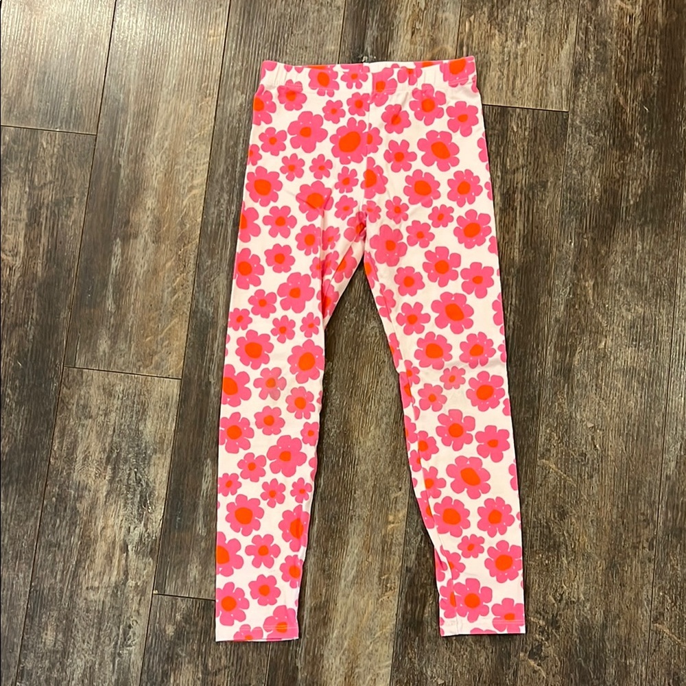 Playful Pink and Red Flower Leggings